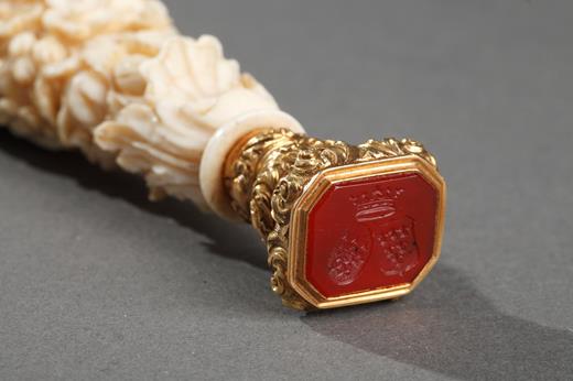 ivory, seal, stone, gold, motto, 19th, century, Dieppe