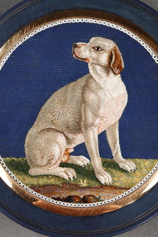micromosaic, dog, Agostini, Vatican, Box, gold, vernish, 19th, century