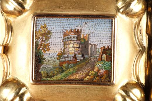 micromosaic, roma, gold, bracelet, ruins, 19th century