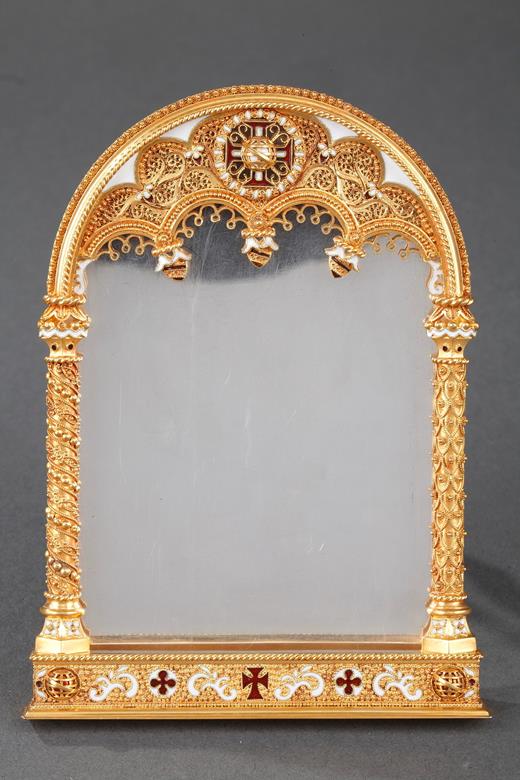 mirror, gold, frame, neogothic, enamel, Vatican, Roma