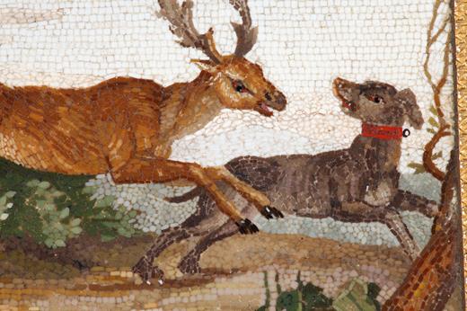 micromosaic, Grand Tour, deer, stag, dog, hunting, hunt, Aguatti, Gilbert Collection , 19th century, Roma, Vatican 