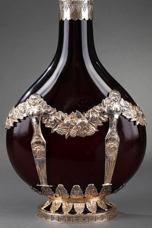 crystal, vermeil, silver, Graf van Hutten Czapski, bottle, flask, pilgrim, 19th, century, liquor
