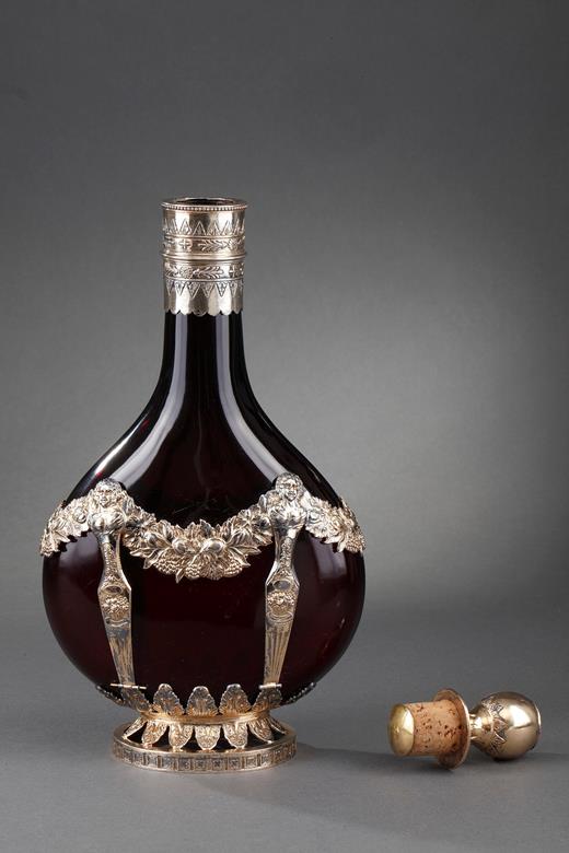crystal, vermeil, silver, Graf van Hutten Czapski, bottle, flask, pilgrim, 19th, century, liquor