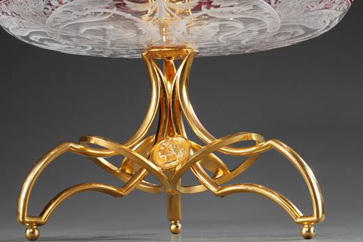 crystal, cut, red, engraved, Baccarat, Saint-Louis, 19th, century, centerpiece, cup, vase, gilt, bronze, Napoléon III, Victoria