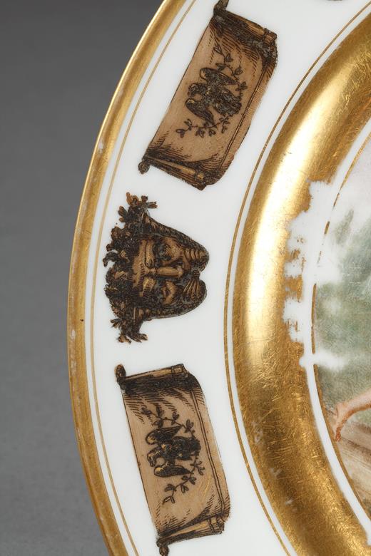 porcelain, plate, early 19th century, earthenware, Empire, Creil, Stone, Coquerel, Legros 
