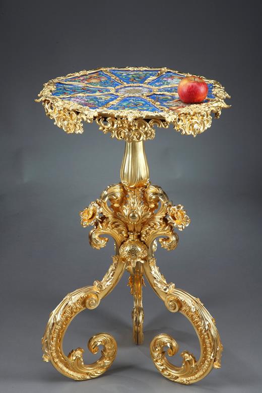 Gueridon Table in Rocaille Style with porcelain top