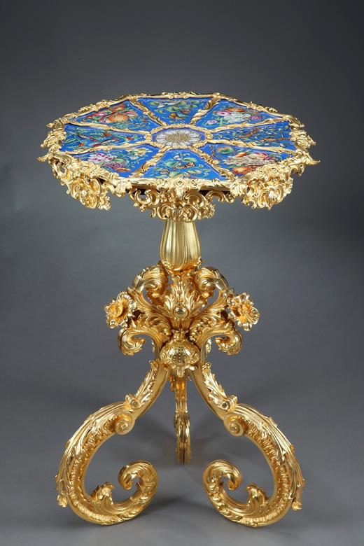 Gueridon Table in Rocaille Style with porcelain top