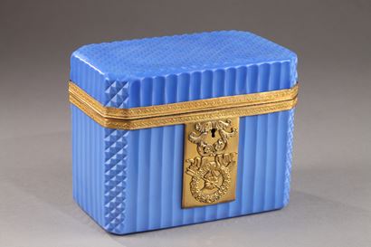 Early 19th century blue opaline casket. 