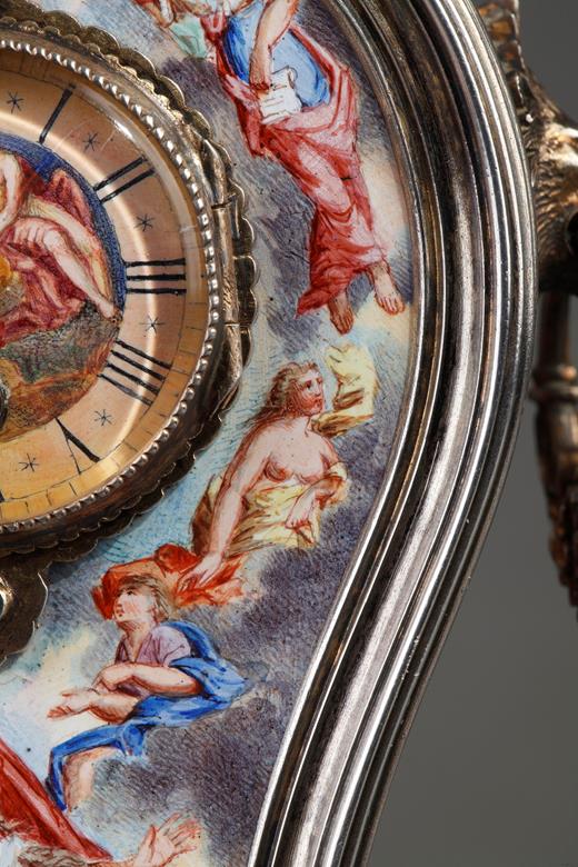clock, vienna, viennese, enamel, 19th century, Austrian, mythological