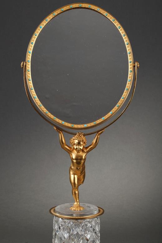 Crystal and gilt bronze mirror, Charles X period