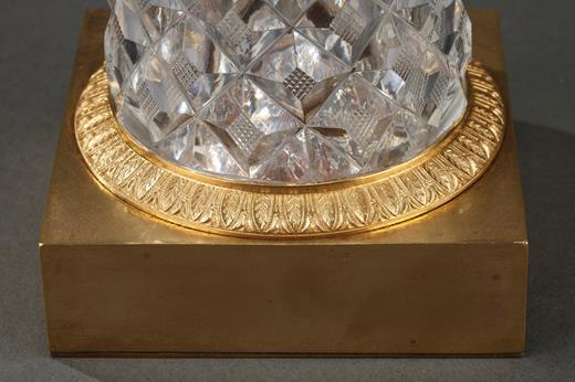 miror, Charles X, cut crystal, ormolu, gilt, bronze, cherub, musical mouvement, 19th Century, turquoise; escalier de cristal, Baccarat, Creusot