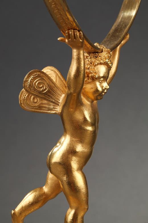 miror, Charles X, cut crystal, ormolu, gilt, bronze, cherub, musical mouvement, 19th Century, turquoise; escalier de cristal, Baccarat, Creusot