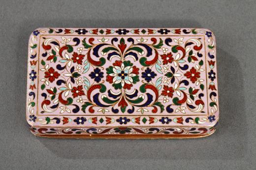 gold box, snuff-box, enamel, champlevé, flowers, pink, 19th, century, Restauration, Charles X.