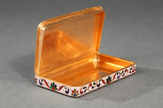 gold box, snuff-box, enamel, champlevé, flowers, pink, 19th, century, Restauration, Charles X.