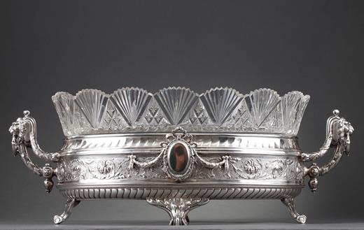 Silver and cut-crystal centerpiece, 19th century german work 