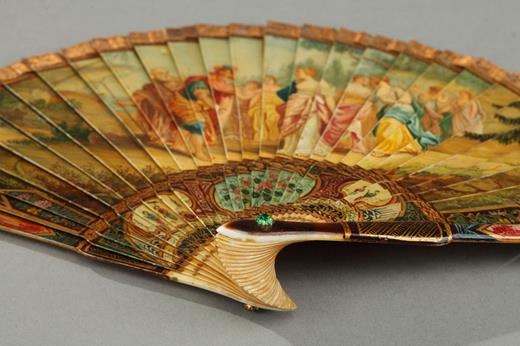 fan, brisé, ivory, 19th, century, Victorian, vernish, Antiques, Creusy, mythological, girl