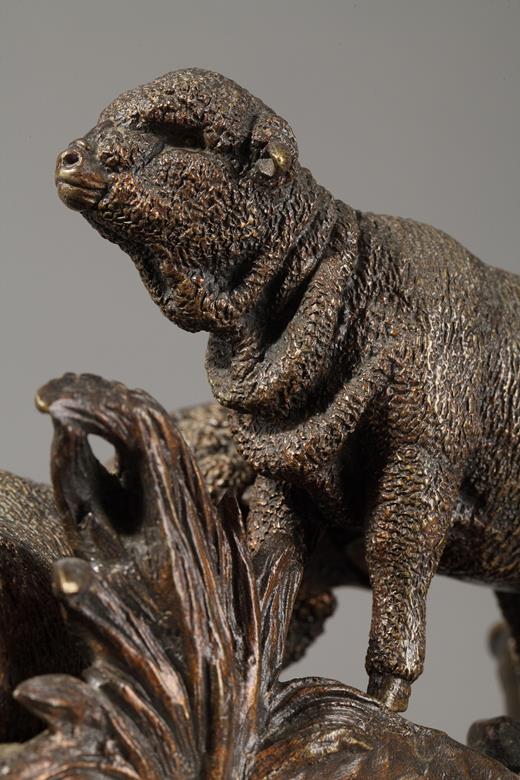 19th century bronze inkwell sculpture with animal sculptor Jules Moigniez