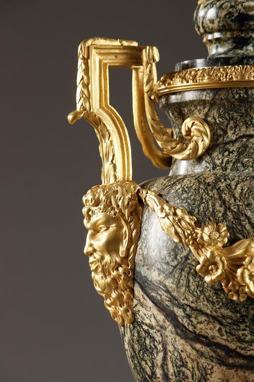 Louis XVI style gilt bronze and marble cassolette vases 