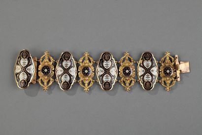 Bracelet émail et pomponne. Début du XIXème siècle.
