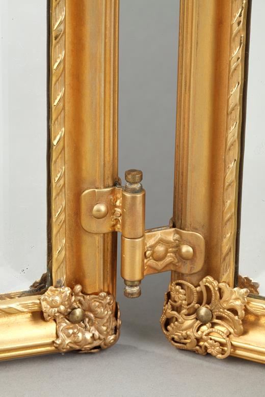 barber mirror in gilt bronze  19th century, tryptique