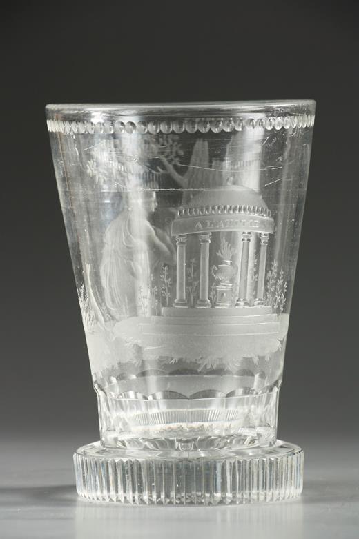 early 19th century engraved glass  inscription For friendship