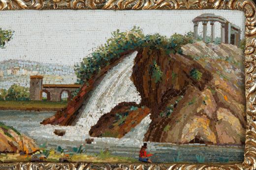 box, snuff-box, micromosaic, Empire, Tivoli, Italie, 19th, century, Gand Tour, tessel, water fall