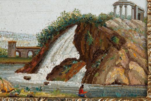 box, snuff-box, micromosaic, Empire, Tivoli, Italie, 19th, century, Gand Tour, tessel, water fall