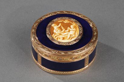 Gold and Enamel Box with Miniature on Ivory.
Louis XV period.
