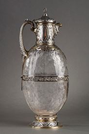 Aiguière en argent, vermeil et cristal taillé de Charles Edwards, Londres 1900. 