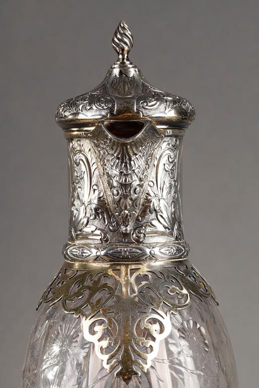 ewer, silver, vermeil, crystal, Victorian, 20th, century, Charles Edwards., silverware