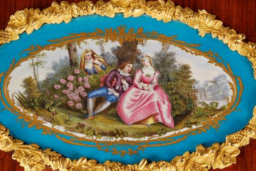 casket, box, coffer, chest, rosewood, bronze, espagnolette, silk, porcelain,Sèvres, Eugénie, Victoria, 19th century , gilt, 