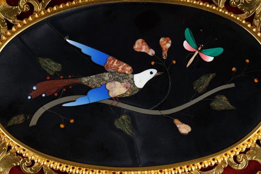 pietra dura and gilt brass  jewellery box  with butterflies signed Tahan