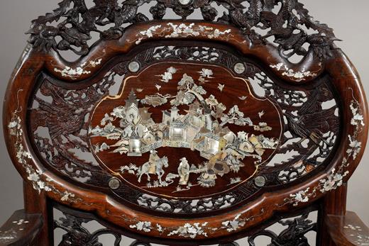 chinese iron wood and mother-of-pearl salon furniture set 