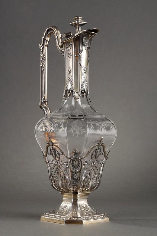  crystal and silver ewer, 19th, victoria style