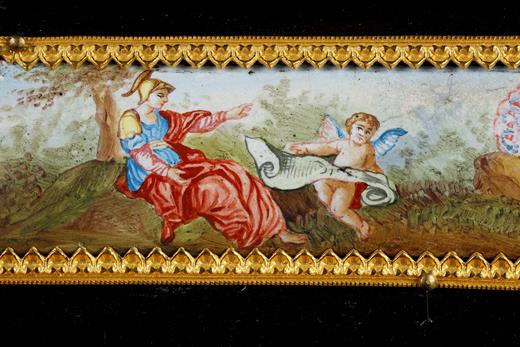 Enamel of Vienna cabinet in ebony, enamel mythological stories