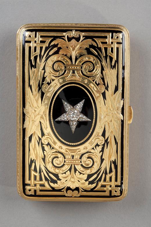Snuff box or  card case 19th century diamond enamel