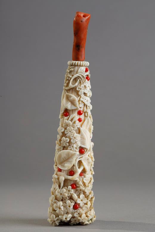 handle umbrella perfume bottle flask ivory 19th century