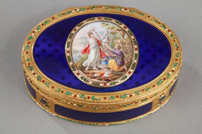 Exceptional 18th century enamelled gold box. 
