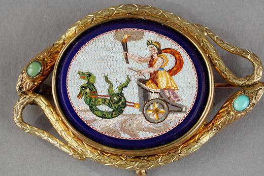 A  micromosaique brooch and mount in pomponne late 18 century