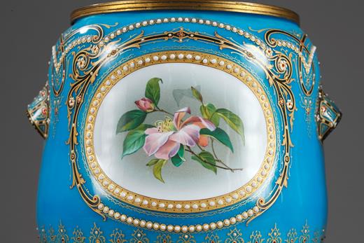 Vase, jardinière, blue Bresse enamel, XIX century, 19th century