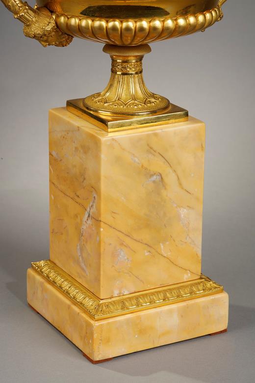 Cassolette, ormolu, sienne marble, 19th century, Charles X, Restoration