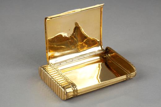 gold, box; cigarette, case, diamond, XXth century, Husson, grattoir