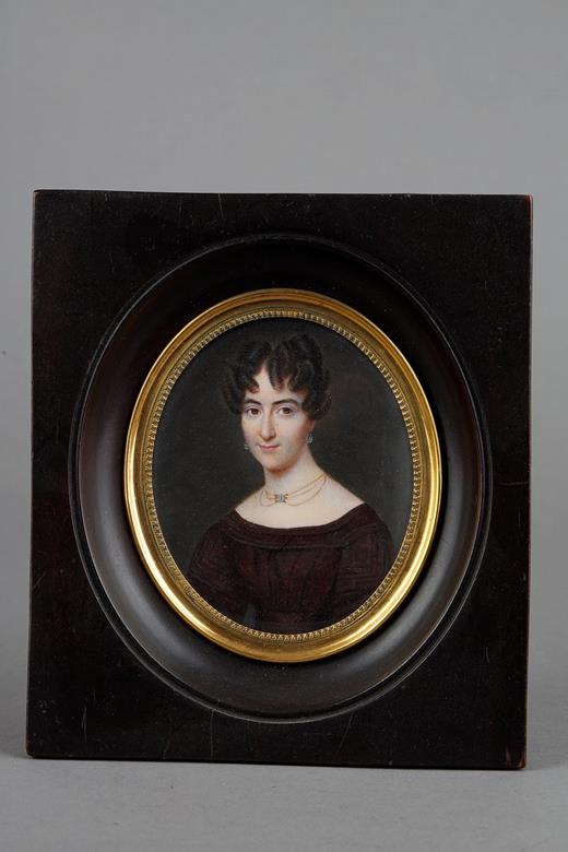 ivory, miniature, portrait, lady, woman, 19th, century, 1830s, necklace