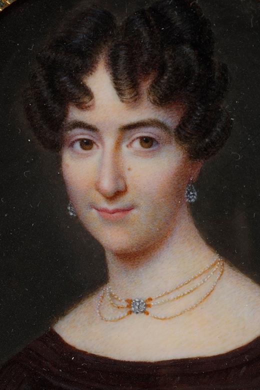 ivory, miniature, portrait, lady, woman, 19th, century, 1830s, necklace