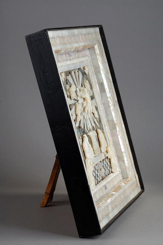 first 20th century  mother-of-pearl sculpture resurection of Christ