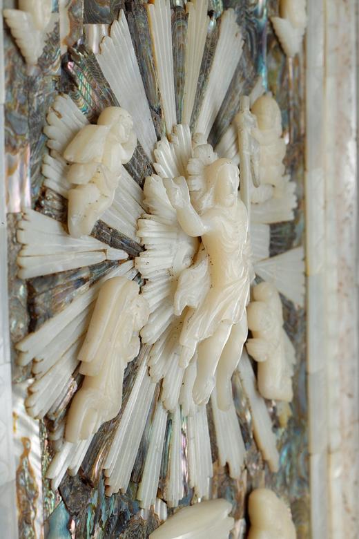  mother-of-pearl, burgundy, Christ, angel, 19 century, antiques