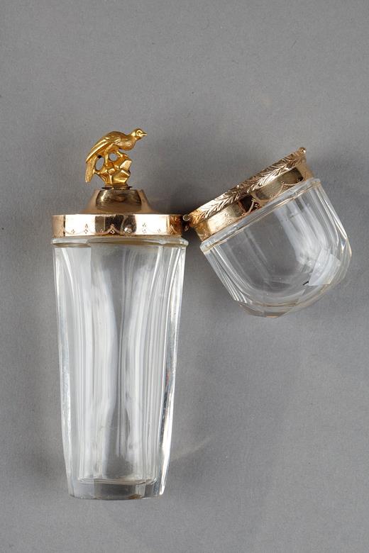 flask, perfume, bottle, gold, crystal, stopper, bird, 18th, century, Versailles, fragnace, Marie Antoinette