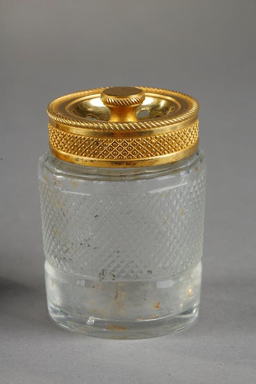 inkwell, ormolu inkwell, crystal, 19 century