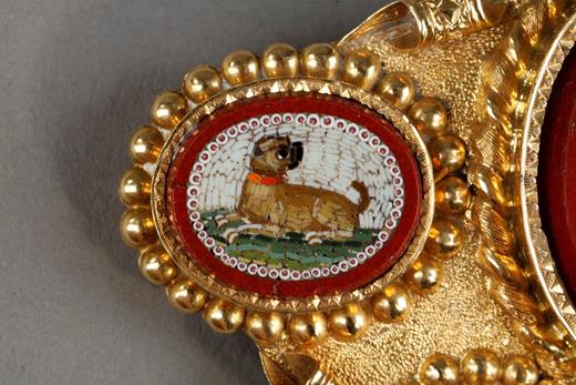 Micromosaic gold brooch, Rome, 