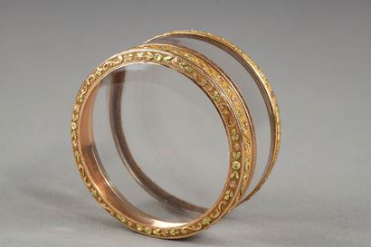 Gold and crystal round box, 18th century.